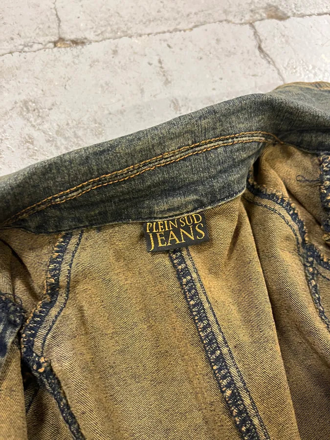 2000s Plein Sud Blue Faded Denim Jacket fPQtTCR 9