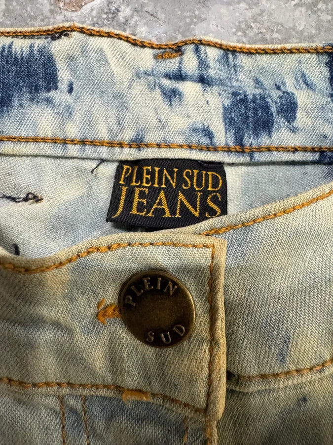 2000s Plein Sud Blue Psychedelic Denim Jeans (XS/S) oaahlSY 4