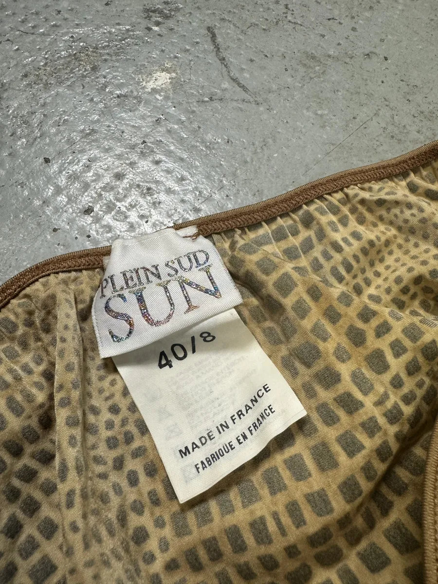 2000s Plein Sud Brown Eroded Top & Skirt Set (S) FBqLoeP 5