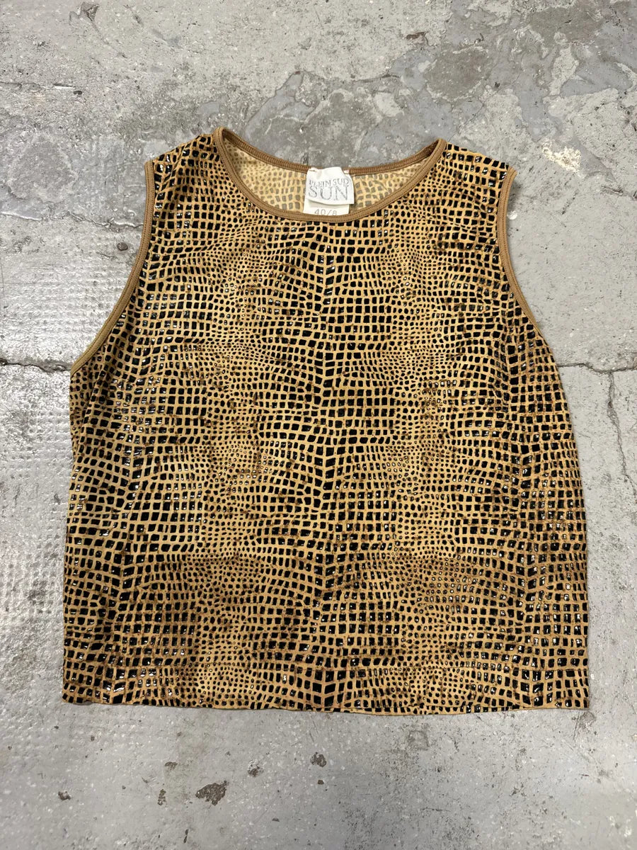 2000s Plein Sud Brown Eroded Top & Skirt Set (S) FBqLoeP 7