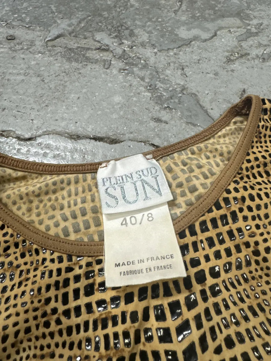 2000s Plein Sud Brown Eroded Top & Skirt Set (S) FBqLoeP 11