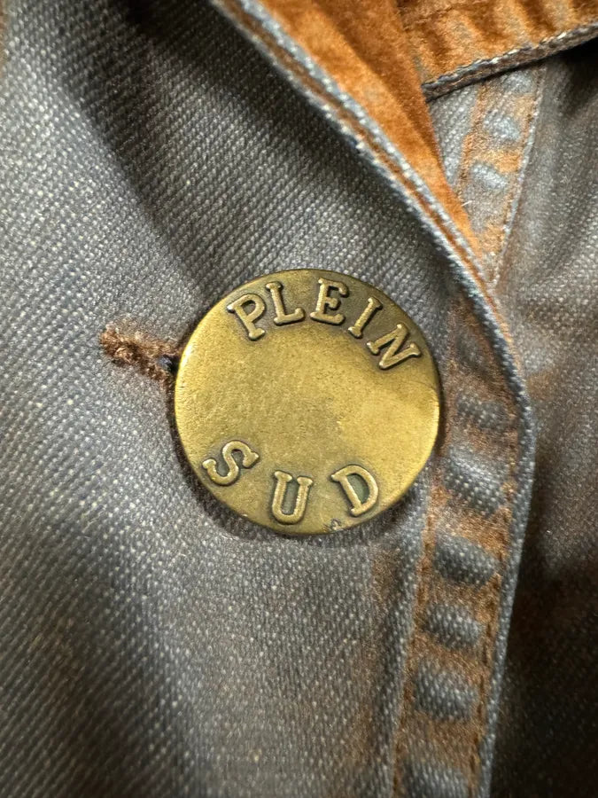 2000s Plein Sud Brown Eroded Waxed Effect Trench Jacket (M) CPFhTYj 7