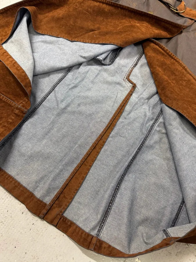 2000s Plein Sud Brown Eroded Waxed Effect Trench Jacket (M) CPFhTYj 8