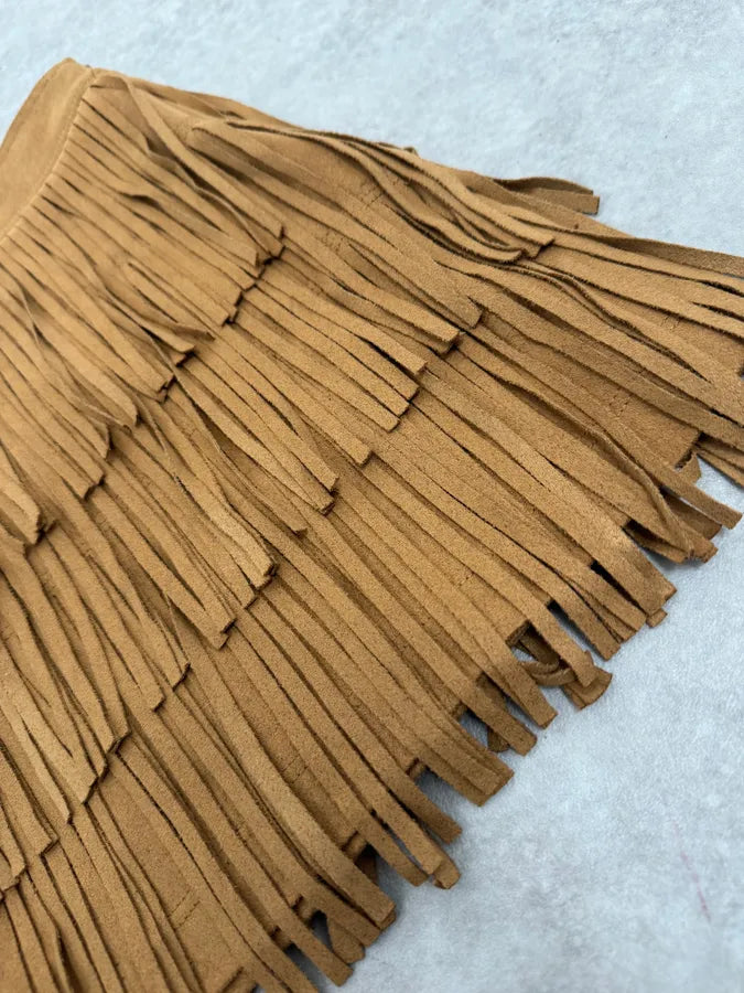 2000s Plein Sud Camel Fringe Skirt tpRnMbX 5