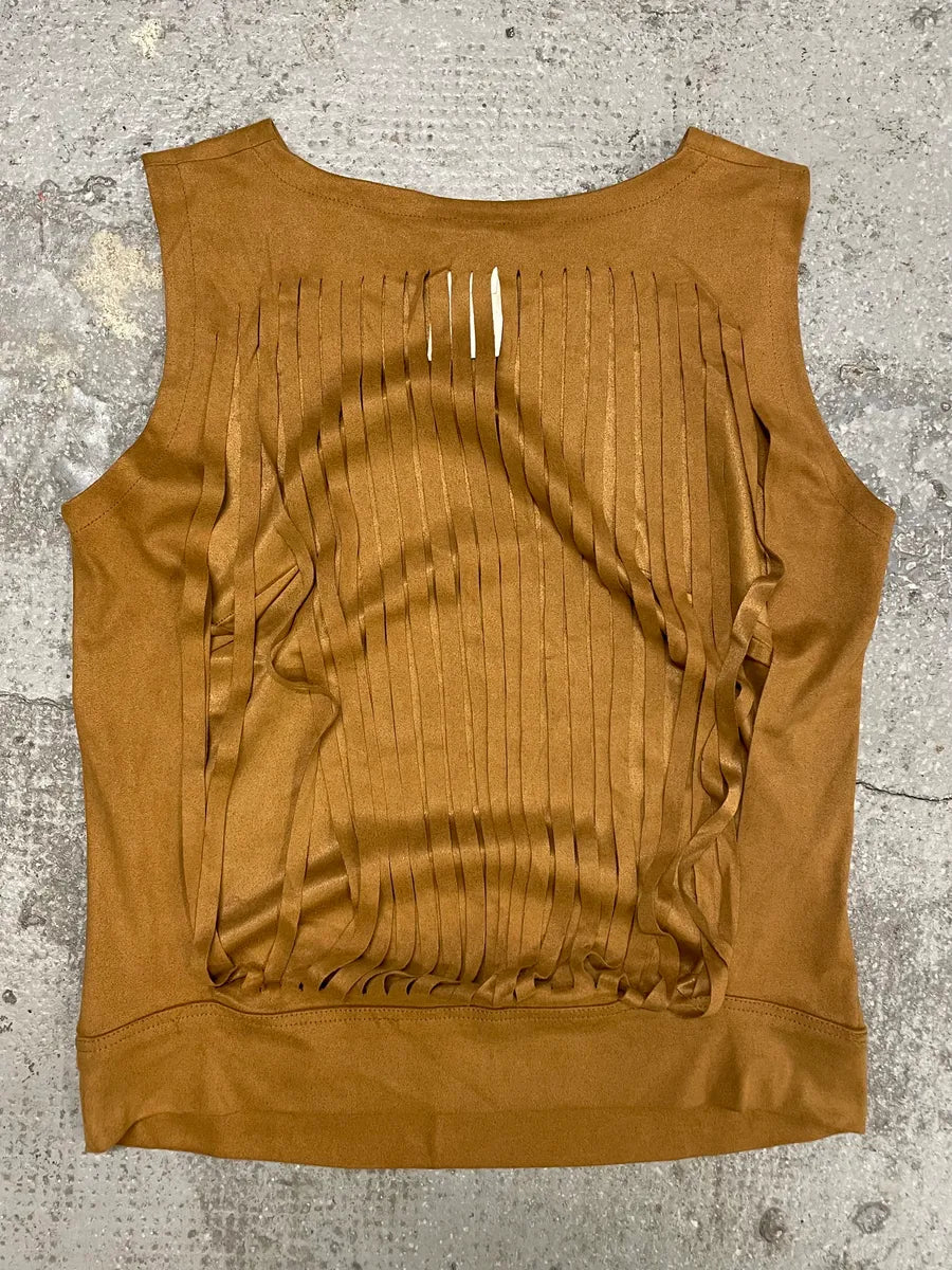 2000s Plein Sud Camel Fringe Tank Top (S) 0