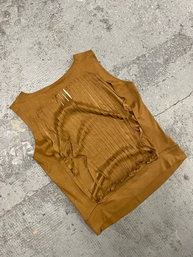 2000s Plein Sud Camel Fringe Tank Top (S) 3
