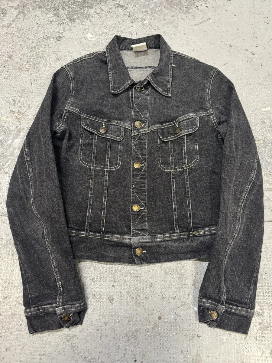 2000s Plein Sud Cropped Grey Denim Jacket IZOXkkP 0