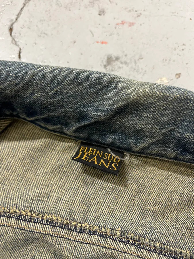 2000s Plein Sud Deadskull Embroidered Blue Denim Jacket nrOkmlS 10