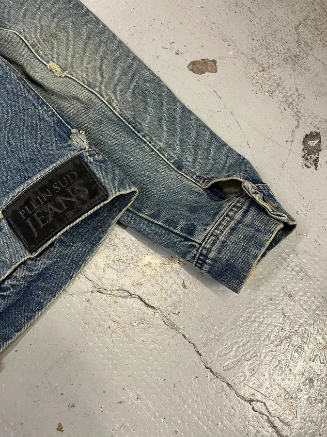 2000s Plein Sud Deadskull Embroidered Blue Denim Jacket nrOkmlS 8