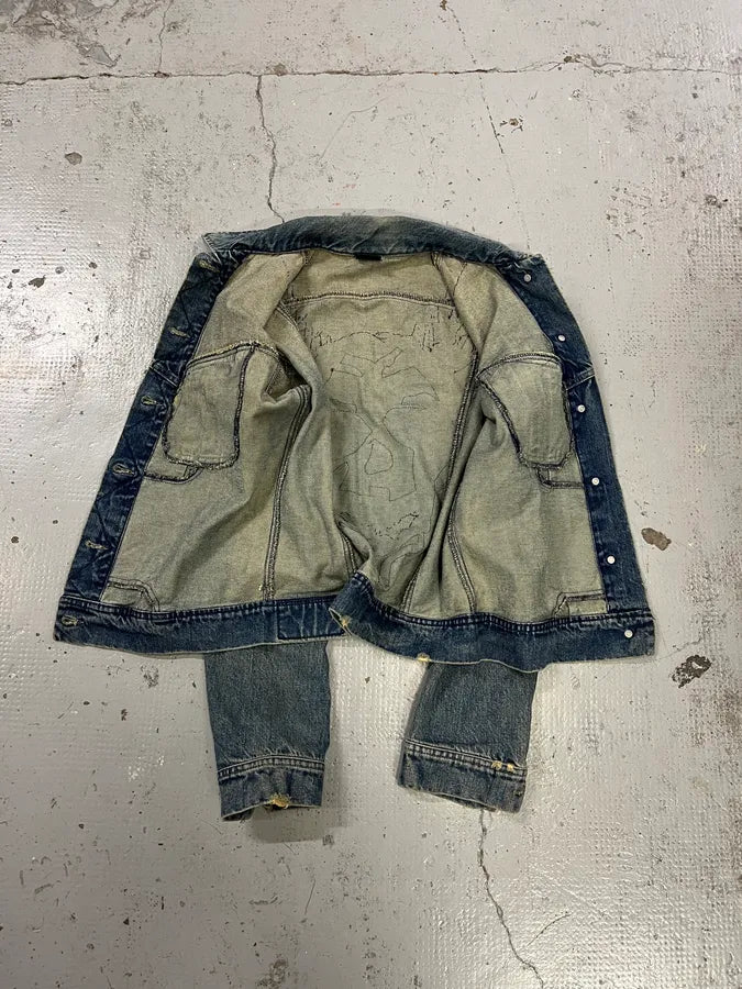 2000s Plein Sud Deadskull Embroidered Blue Denim Jacket nrOkmlS 9