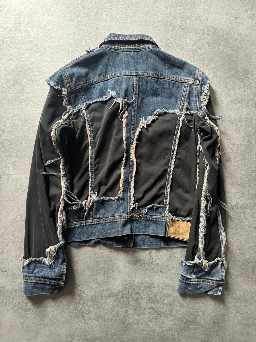 2000s Plein Sud Distressed Hybrid Denim Jacket qrYrVvn 1