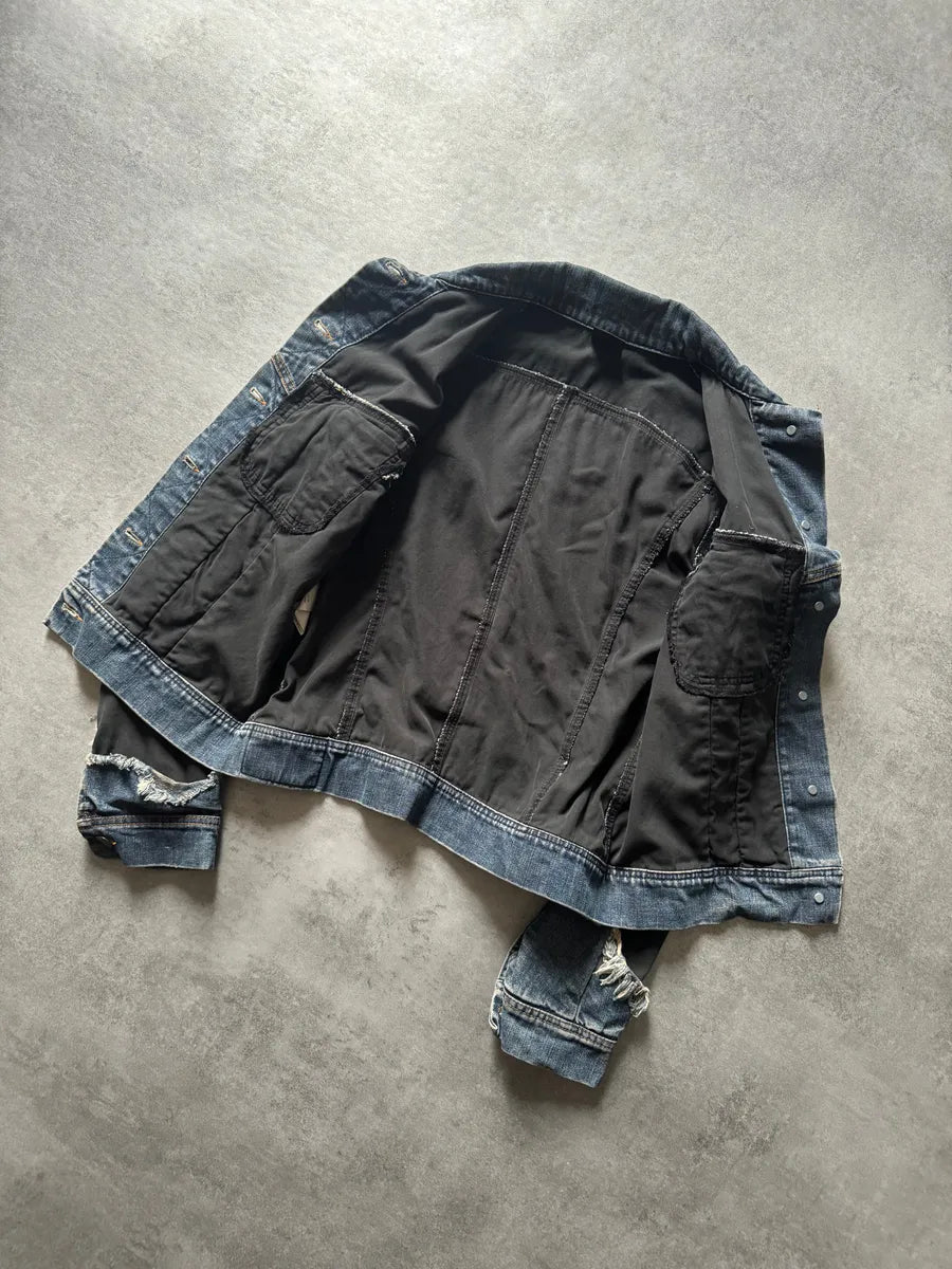 2000s Plein Sud Distressed Hybrid Denim Jacket qrYrVvn 4