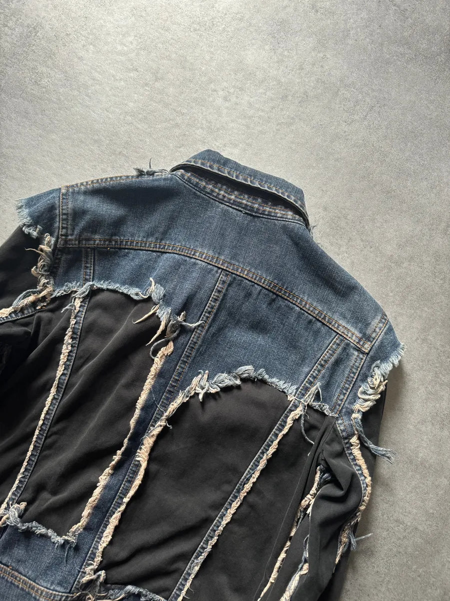 2000s Plein Sud Distressed Hybrid Denim Jacket qrYrVvn 3