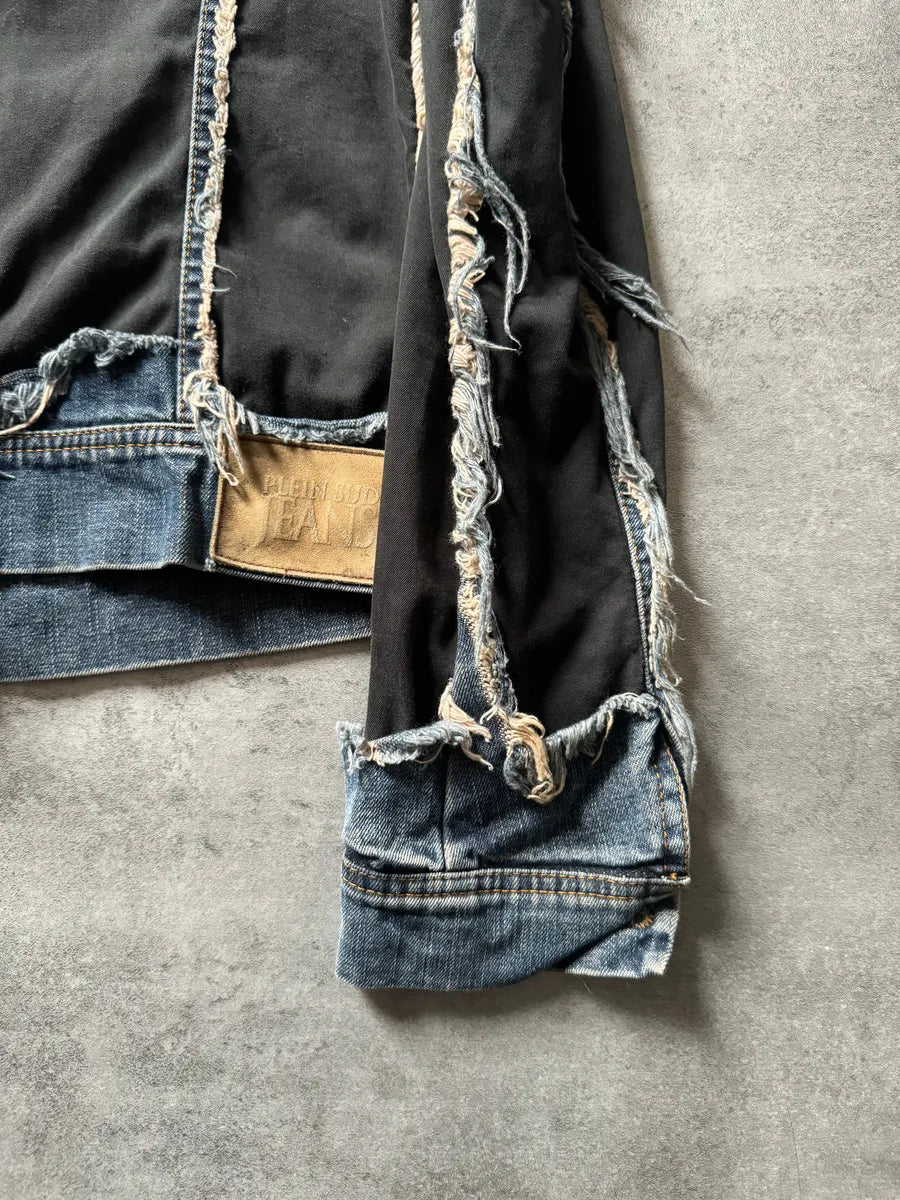 2000s Plein Sud Distressed Hybrid Denim Jacket qrYrVvn 4