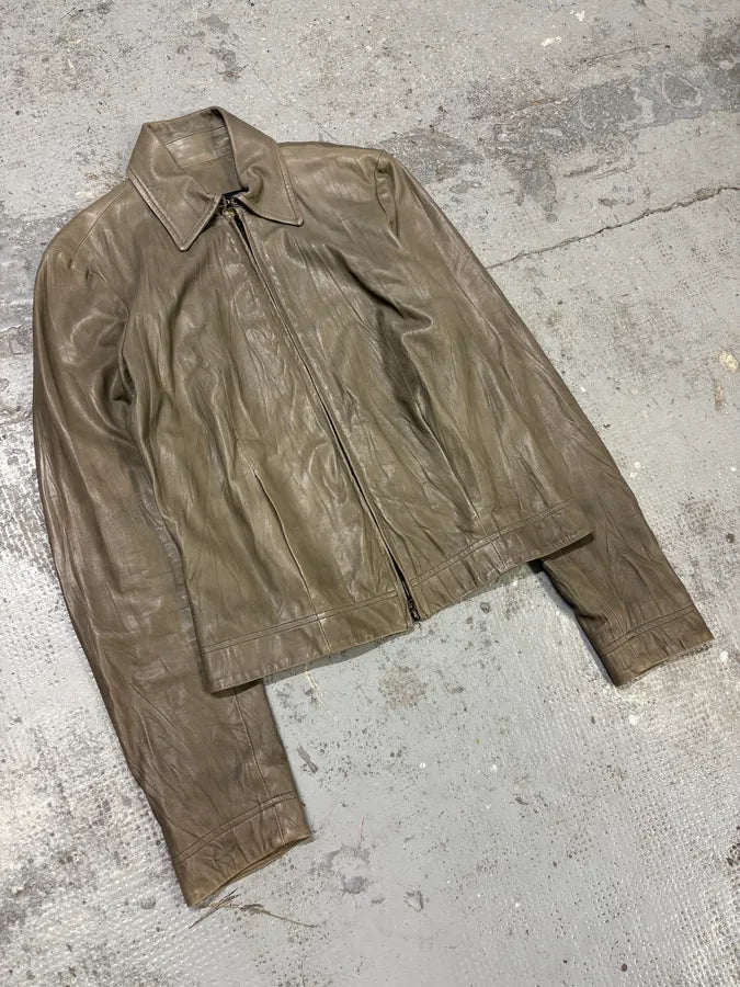 2000s Plein Sud Grey Raw Pure Leather Jacket pXWyTUA 3
