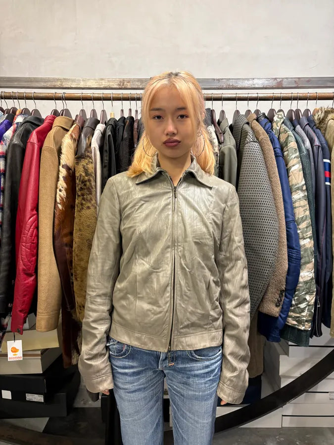 2000s Plein Sud Grey Raw Pure Leather Jacket pXWyTUA 1