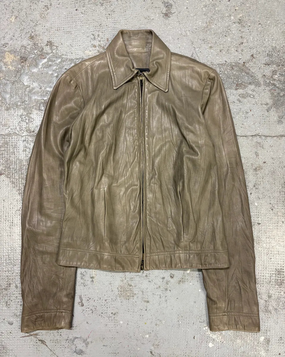 2000s Plein Sud Grey Raw Pure Leather Jacket pXWyTUA 0