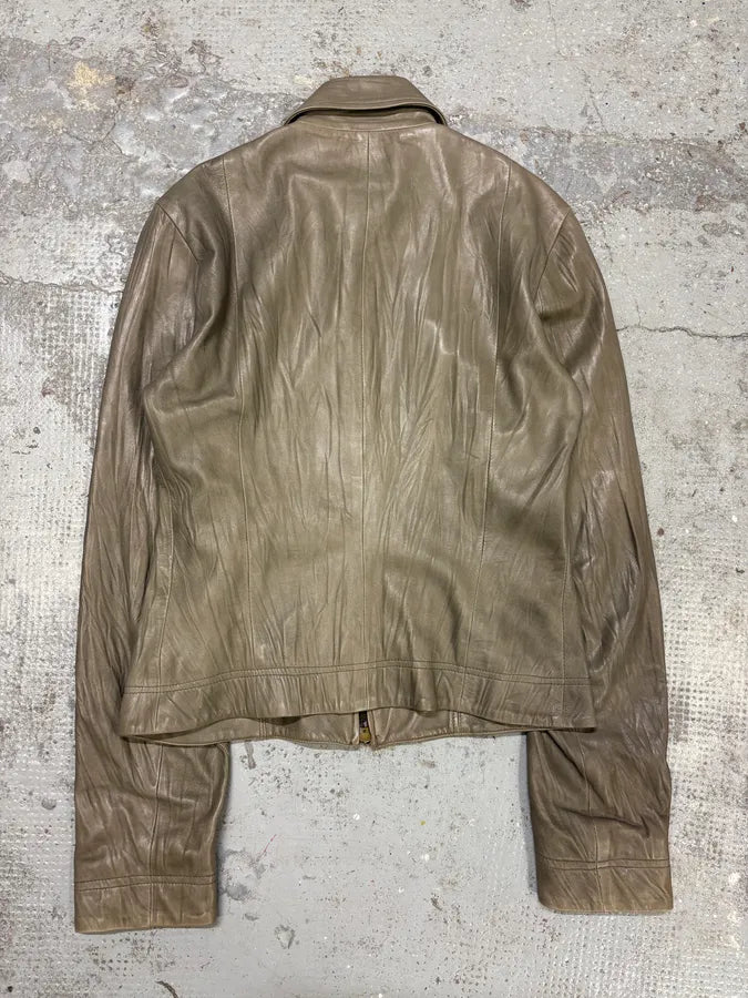 2000s Plein Sud Grey Raw Pure Leather Jacket pXWyTUA 6