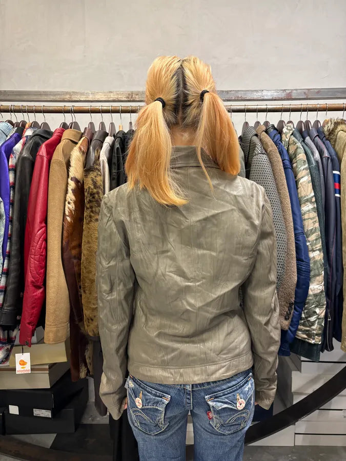 2000s Plein Sud Grey Raw Pure Leather Jacket pXWyTUA 2