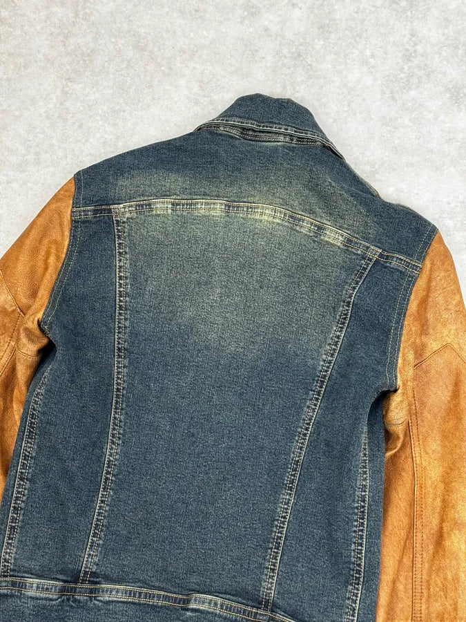 2000s Plein Sud Hybrid Denim & Leather Jacket WLdYvle 5