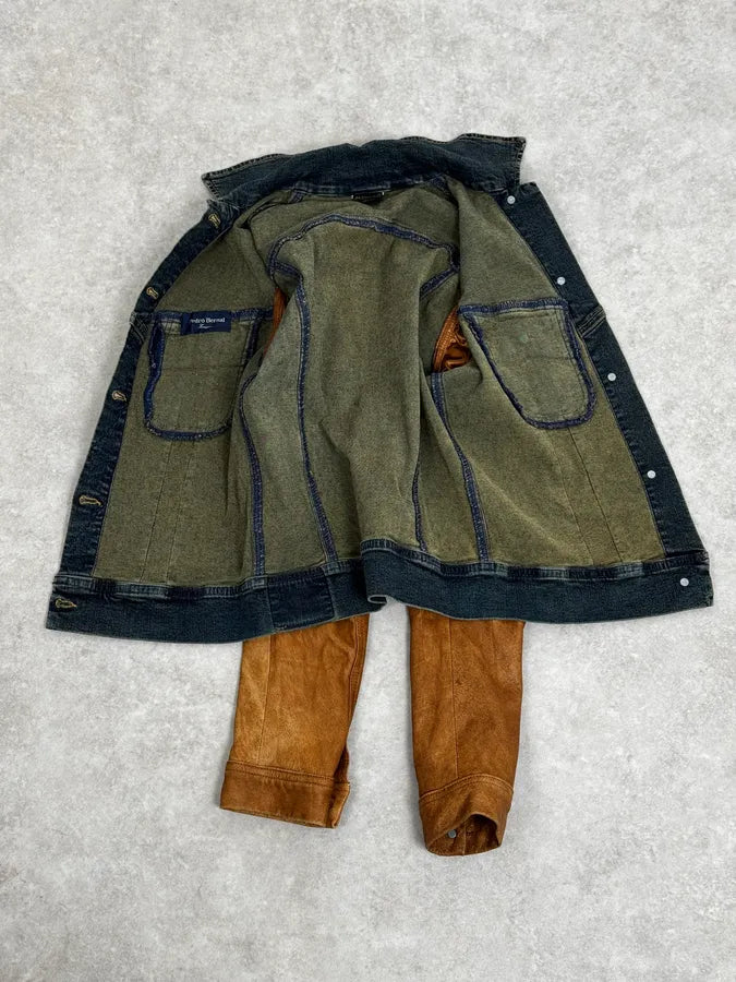 2000s Plein Sud Hybrid Denim & Leather Jacket WLdYvle 6