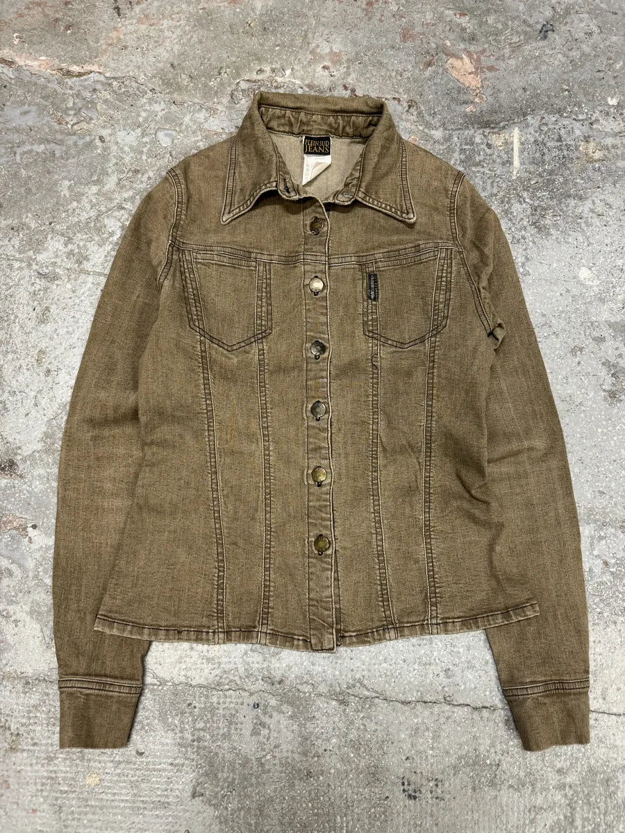 2000s Plein Sud Kaki Denim Shirt (S) 4