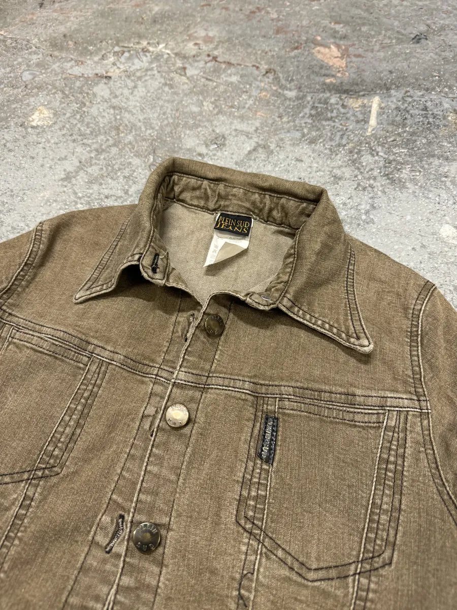 2000s Plein Sud Kaki Denim Shirt (S) 6