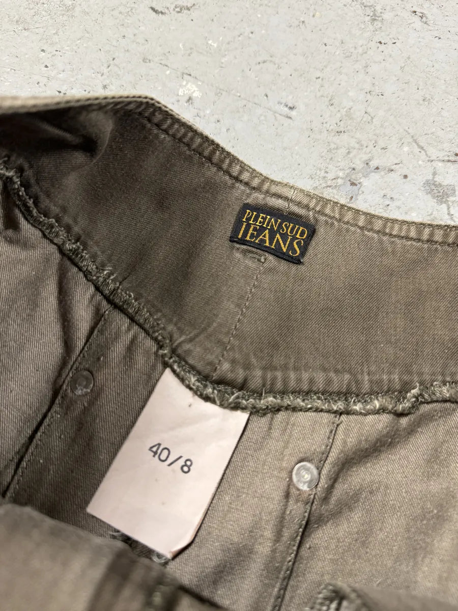 2000s Plein Sud Khaki Distressed Denim Skirt gmkTBae 3