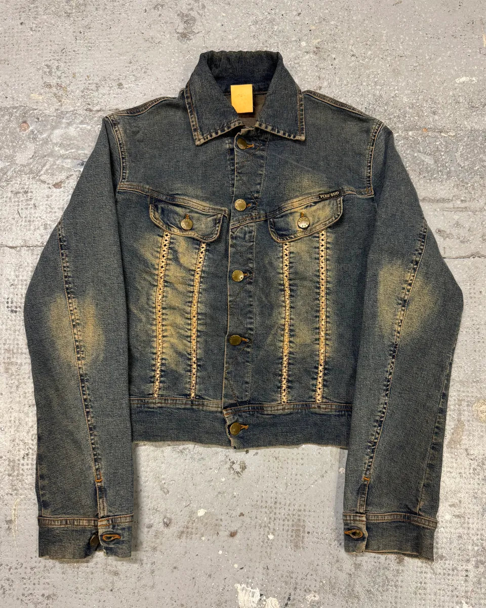 2000s Plein Sud Laced Raw Denim Cropped Jacket EkkxrQk 0