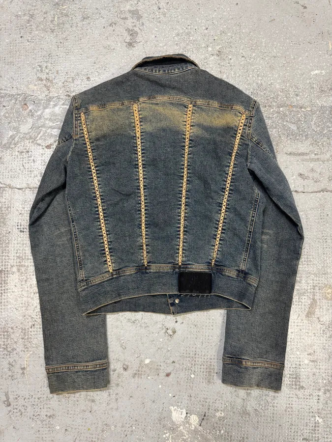 2000s Plein Sud Laced Raw Denim Cropped Jacket EkkxrQk 4