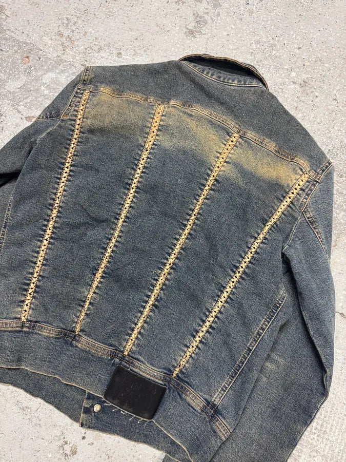 2000s Plein Sud Laced Raw Denim Cropped Jacket EkkxrQk 5