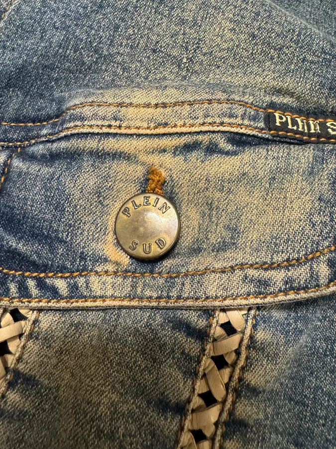 2000s Plein Sud Laced Raw Denim Cropped Jacket EkkxrQk 6