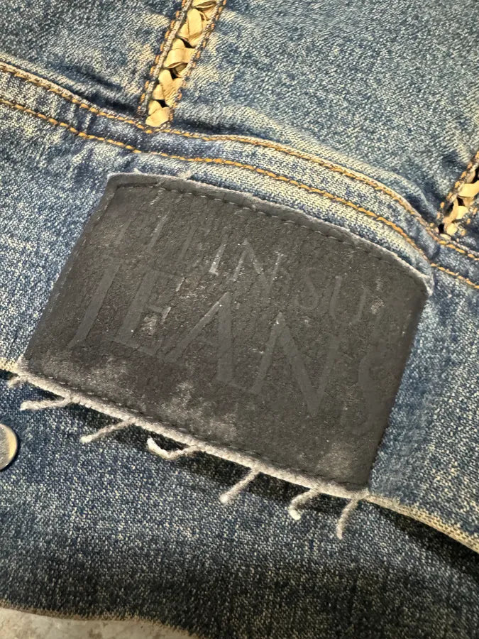 2000s Plein Sud Laced Raw Denim Cropped Jacket EkkxrQk 8