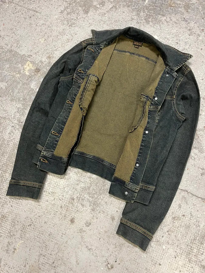 2000s Plein Sud Laced Raw Denim Jacket (S/M) yjwJVCv 2