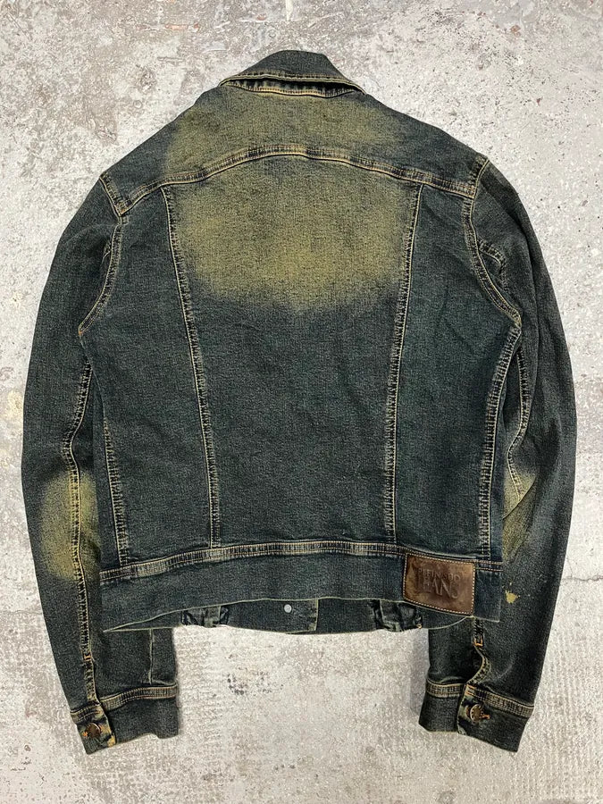 2000s Plein Sud Laced Raw Denim Jacket (S/M) yjwJVCv 4