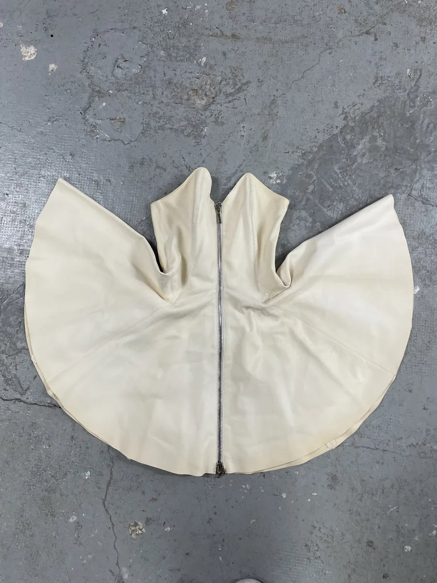 2000s Plein Sud Leather Creme Front Zip Tunic  (M) 2