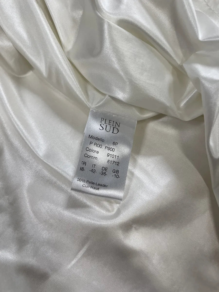 2000s Plein Sud Leather Creme Front Zip Tunic  (M) 6