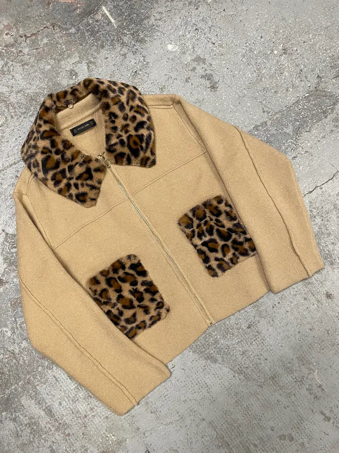 2000s Plein Sud Leopard Collar Beige Jacket wCzqnqk 4