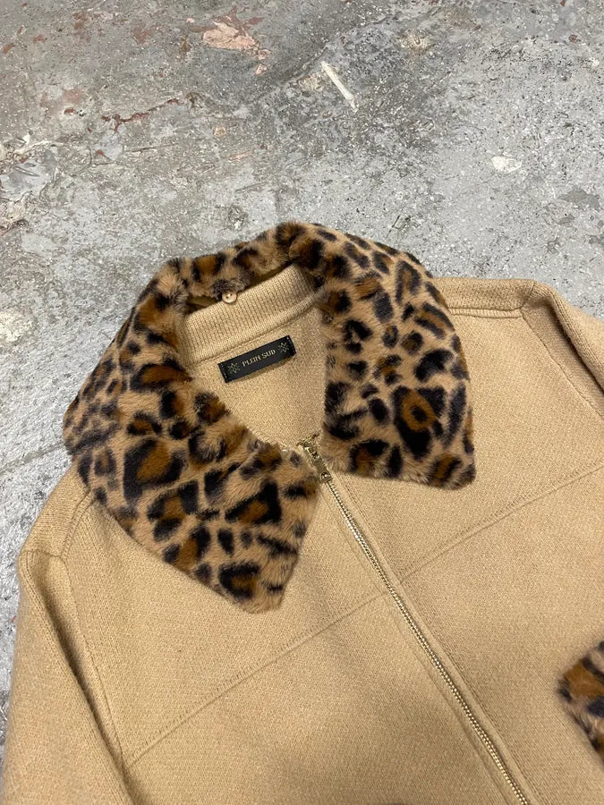 2000s Plein Sud Leopard Collar Beige Jacket wCzqnqk 5
