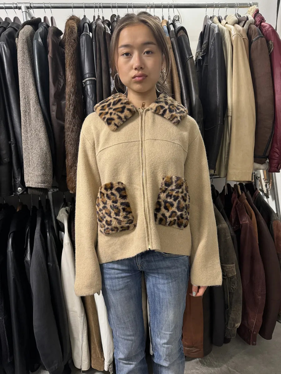 2000s Plein Sud Leopard Collar Beige Jacket wCzqnqk 2