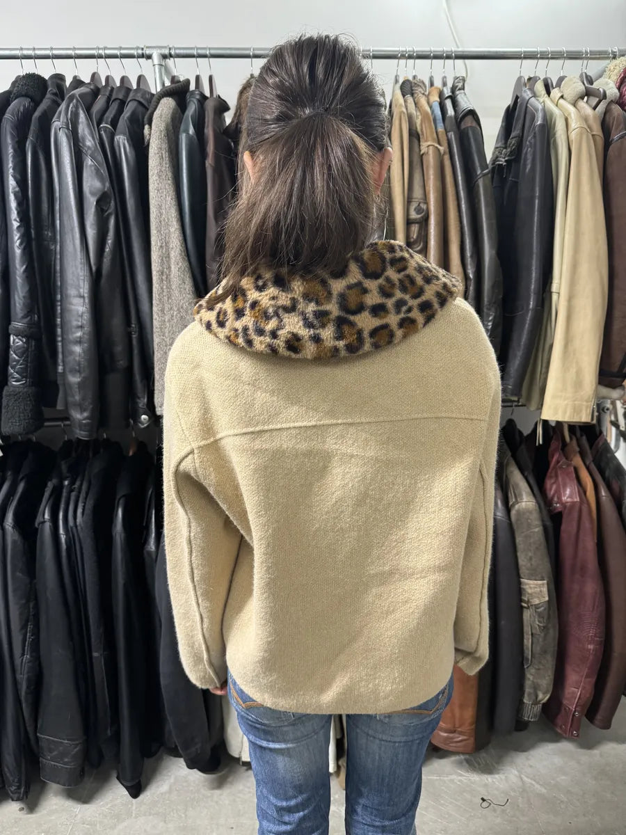 2000s Plein Sud Leopard Collar Beige Jacket wCzqnqk 3