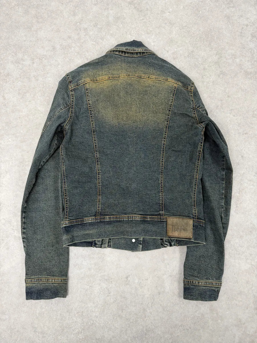 2000s Plein Sud Metal Hook Laced Raw Denim Jacket Sztdxpv 2