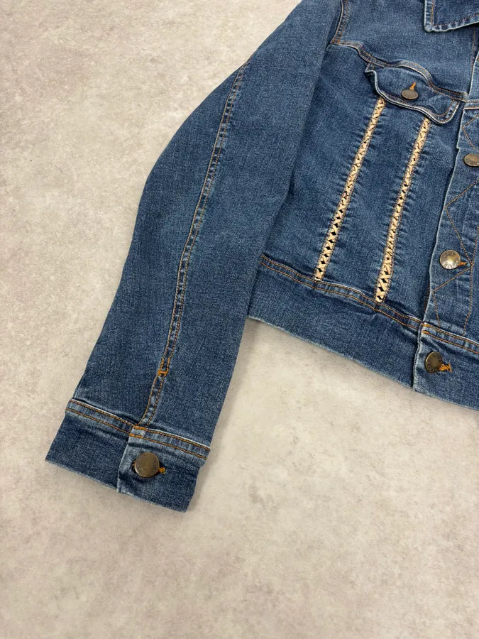 2000s Plein Sud Metal Laced Raw Denim Jacket QTWwmxy 7