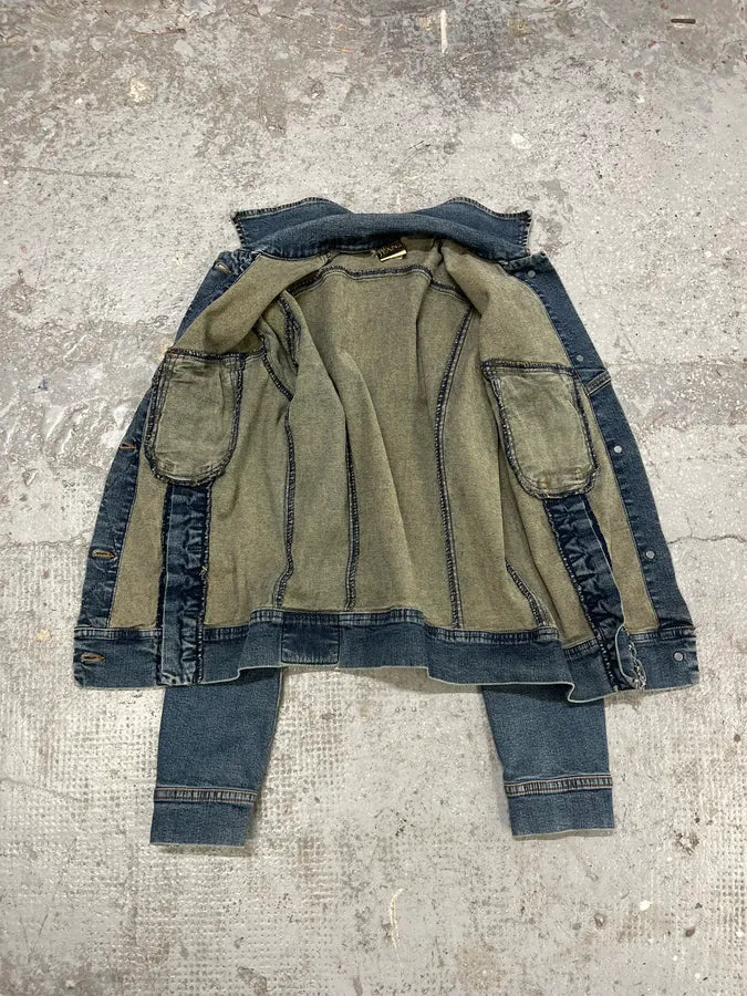 2000s Plein Sud Metal Laced Raw Denim Jacket (S) GWNQGjR 12