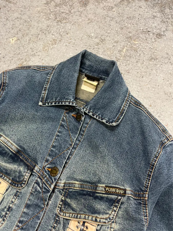 2000s Plein Sud Metal Laced Raw Denim Jacket (S) GWNQGjR 6