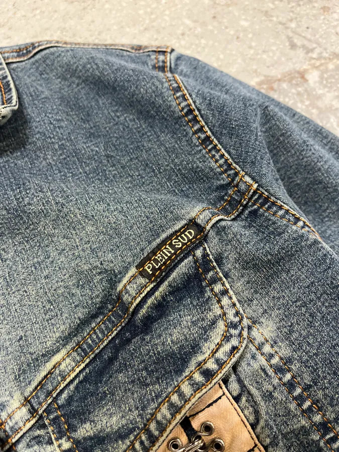 2000s Plein Sud Metal Laced Raw Denim Jacket (S) GWNQGjR 7