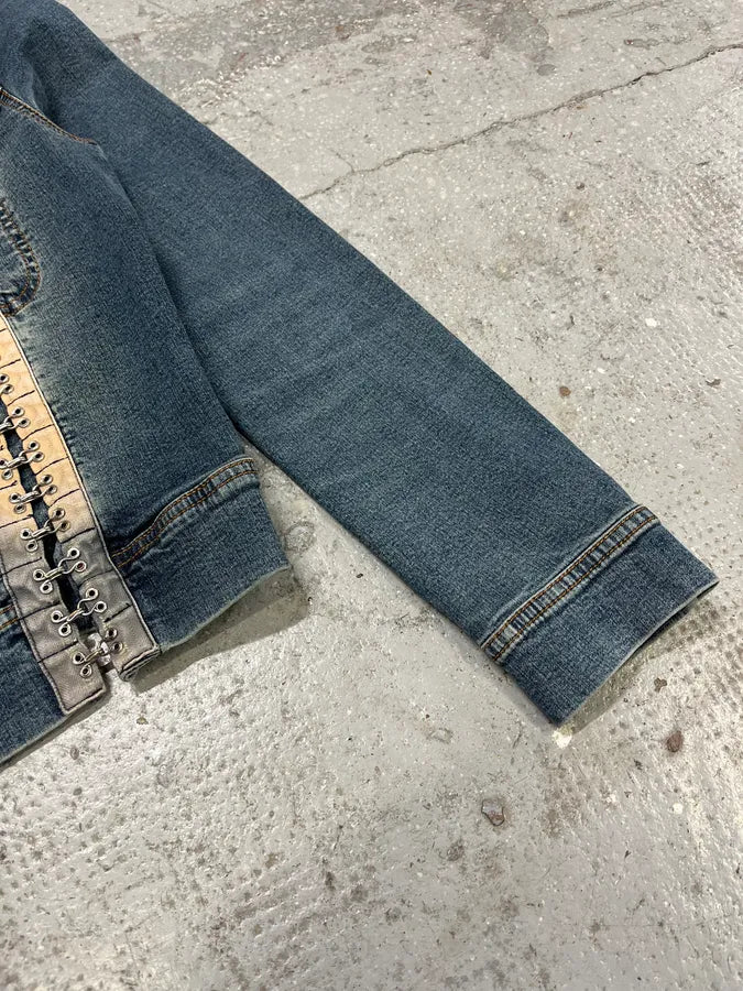 2000s Plein Sud Metal Laced Raw Denim Jacket (S) GWNQGjR 9