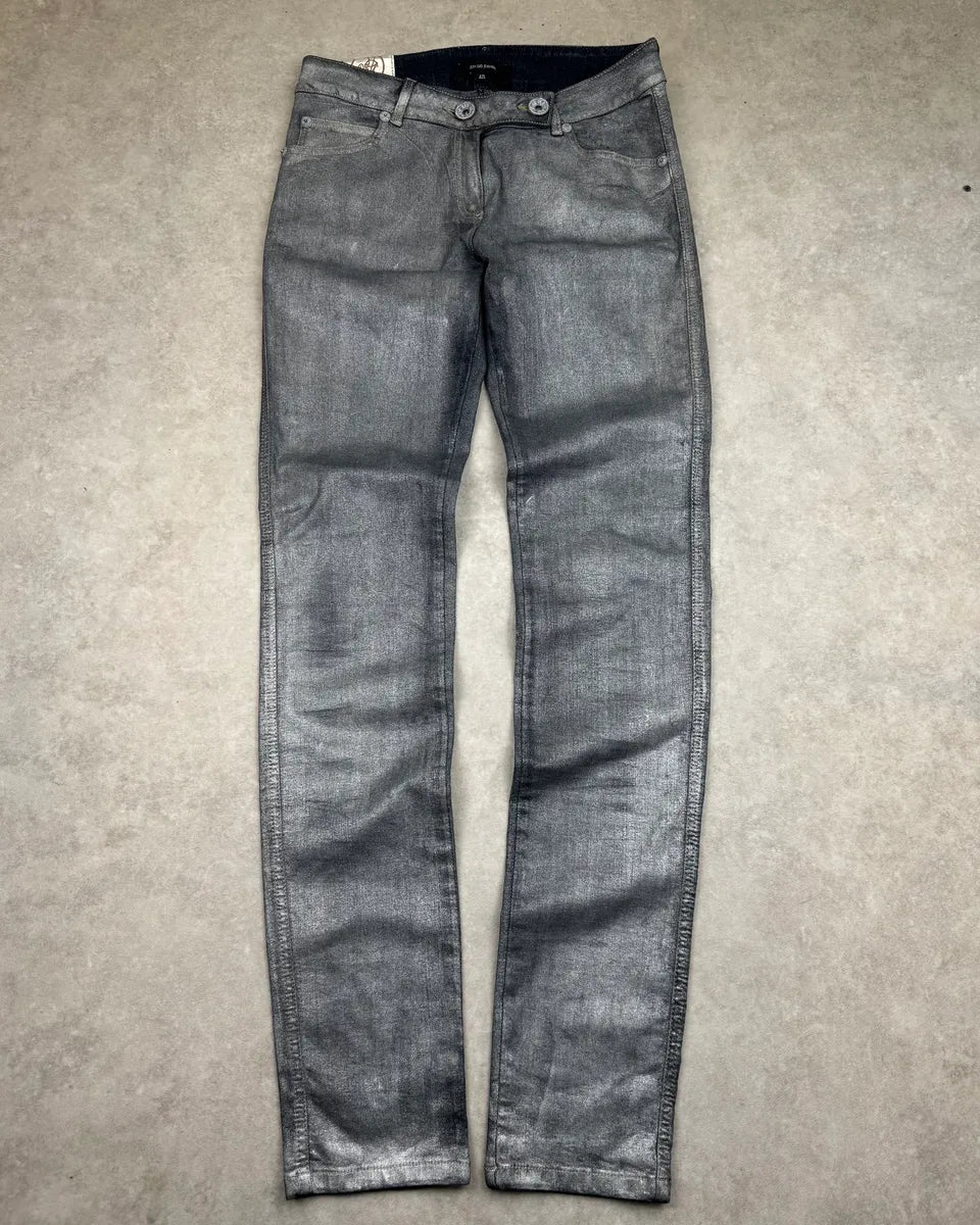 2000s Plein Sud Metallic Silver Skinny Denim Jeans aIPDkqF 0