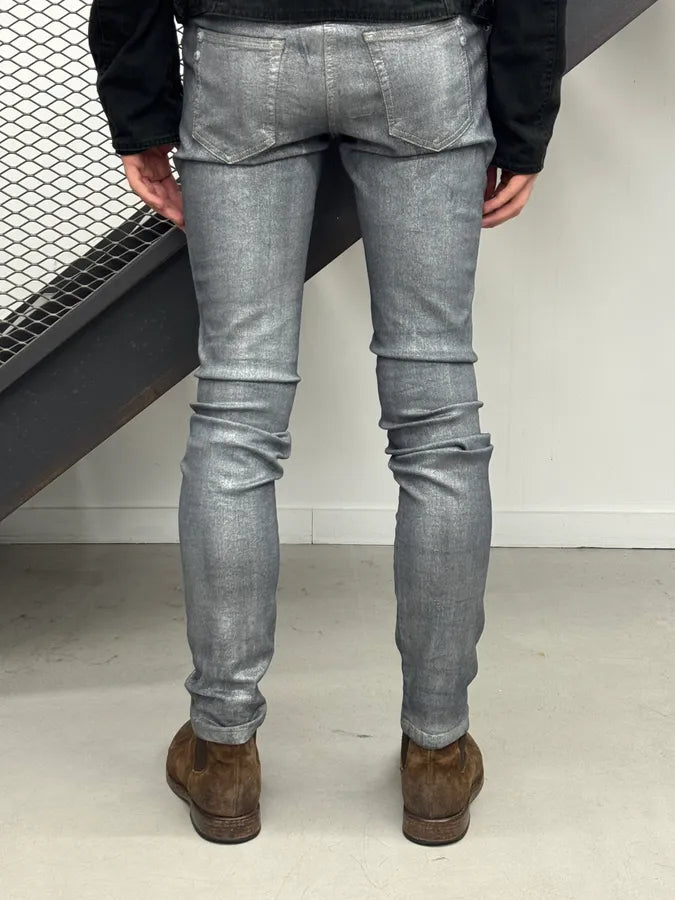 2000s Plein Sud Metallic Silver Skinny Denim Jeans aIPDkqF 3