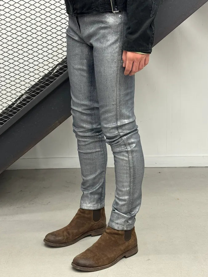 2000s Plein Sud Metallic Silver Skinny Denim Jeans aIPDkqF 2